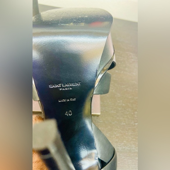 Saint Laurent Tribute 105 Leather Platform Sandal, Sz 9.5 - Picture 12 of 14